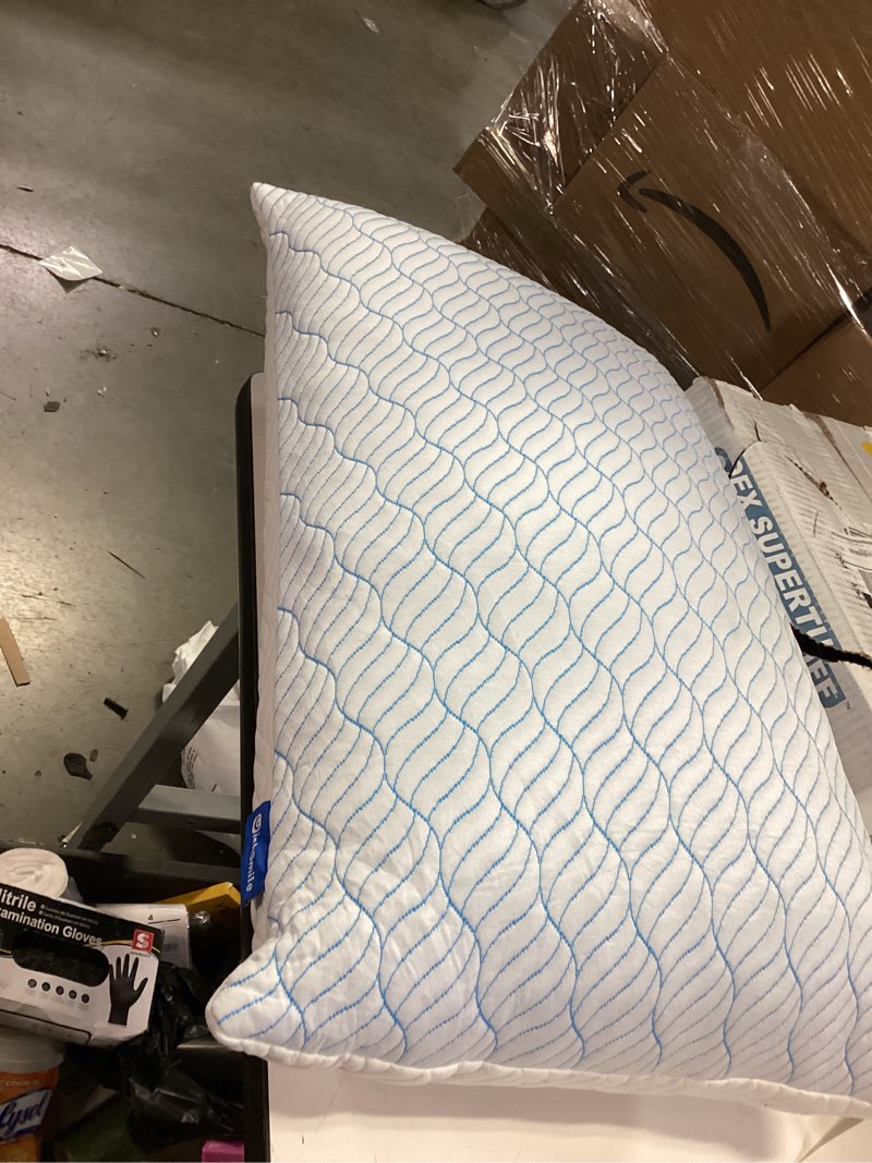 Condition photo showing Good Condition for (Only 1) puredown Pillows Queen Size Set of 2, Shredded Memory Foam Pillows, Cooling Foam Pillow for Sleeping, Soft Bed Pillow Queen Size with Adjustable Foam for Side, Back and Stomach Sleepers White Queen (Pack of 2)