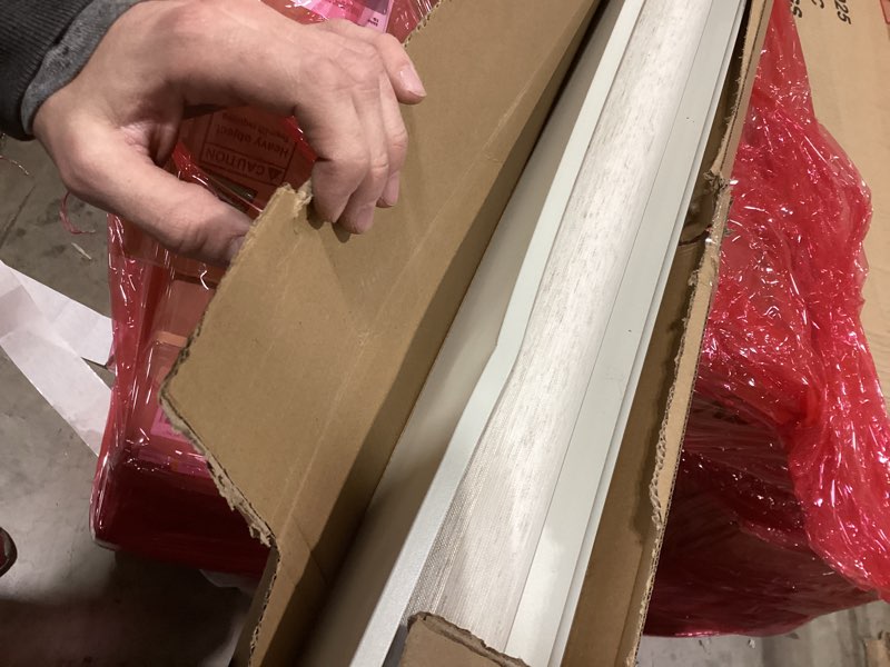 Condition photo showing As Is for Joydeco Linen Zebra Blinds for Windows, Cordless Privacy Light Filtering Dual Layer Window Shades, Free-Stop Roller Blinds for Home, 70” W x 72” H DAMAGED 