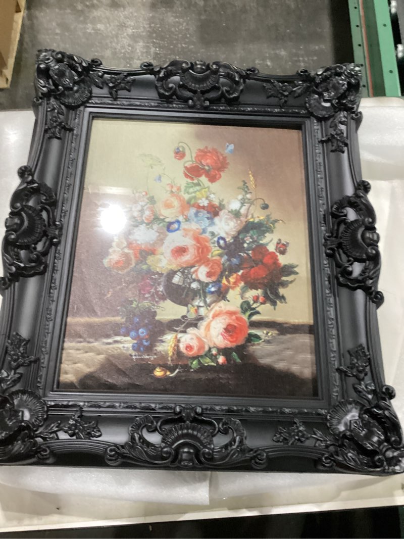Condition photo showing New/Like New for Black Vintage 16x20 Picture Frames with Oil Painting - Vintage Wall Decor for Gallery Collage, Shatterproof Tempered Glass & Ready to Hang 16x20 in Black