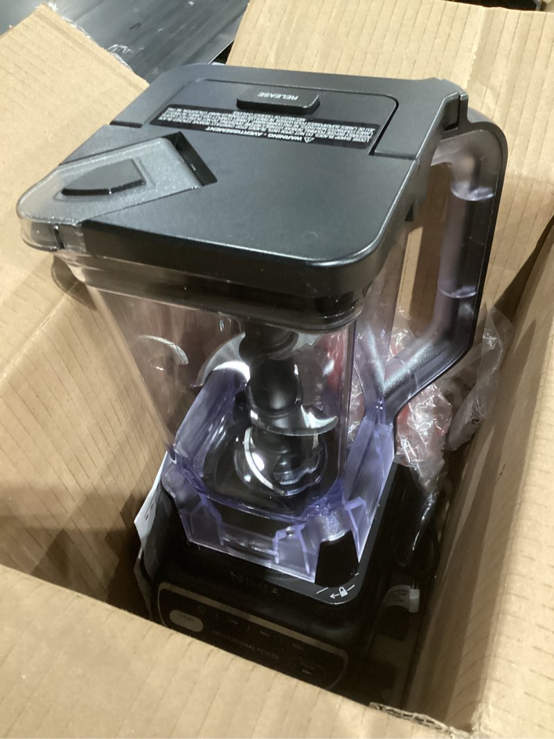 Condition photo showing As Is for ninja br201amz professional blender 2.0, 1200 watts, auto-iq program, total crushing blades, 72-oz. pitcher, 4 manual speeds for smoothies, shakes, and frozen drinks, dishwasher-safe parts, dark grey generation 2 (1200 watts)