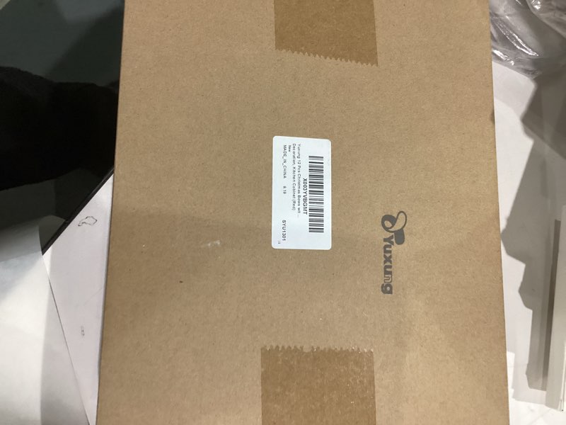 Condition photo showing Good Condition for 12 Pcs Christmas Bows with Pine Cones, Wreath Ornaments, Bell Tree Toppers for Xmas Party Decoration, Kitchen Cabinet (Red)