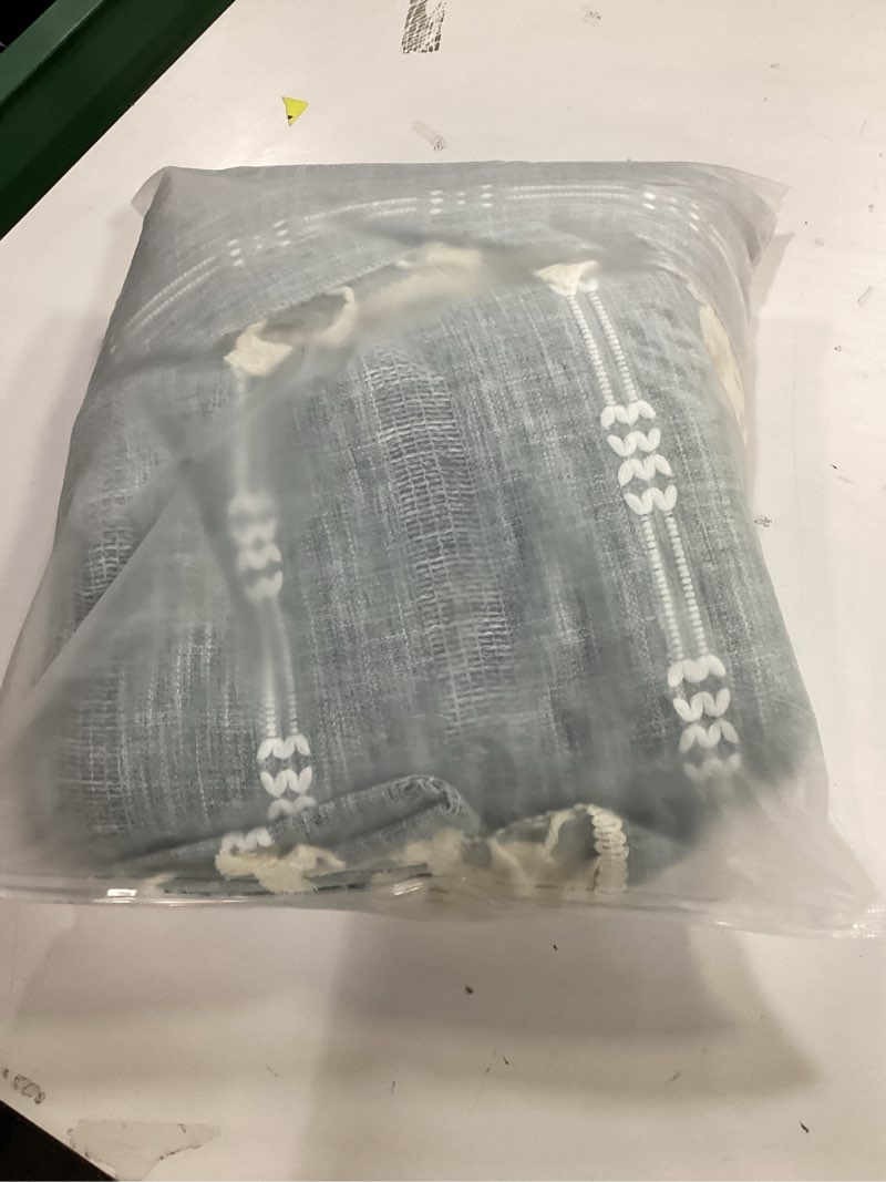 Condition photo showing Good Condition for Boho Embroidery Striped Farmhouse Curtains - 84 Inch Long, 2 Panel Set, Blue Linen, Tassel, Semi-Blackout for Bedroom & Living Room (52" W x 84" L) Blue Embroidery 52"W x 84"L (Pack of 2)
