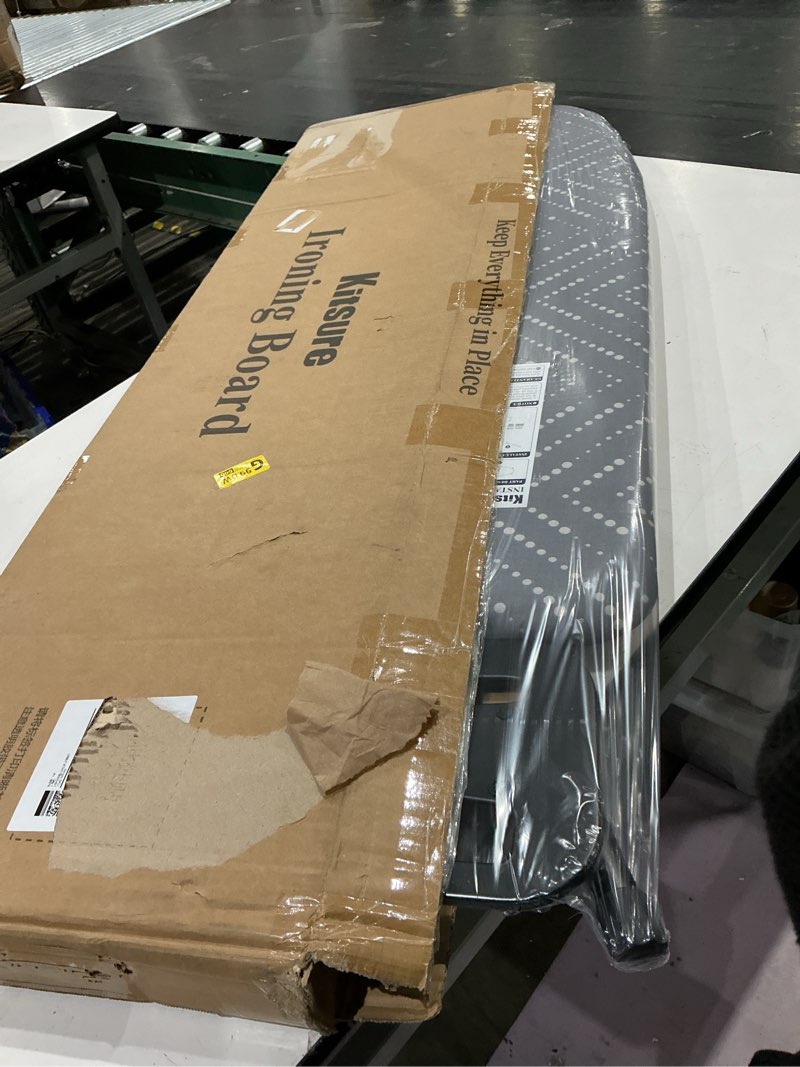 Condition photo showing Good Condition for kitsure folding ironing board - height adjustable iron board in full size, wobble-free & heavy-duty ironing board with cover and pad for heat resistance, grey, 43" l x 13" w x 35.8" h gray 43"l x 13"w x 35.8"h