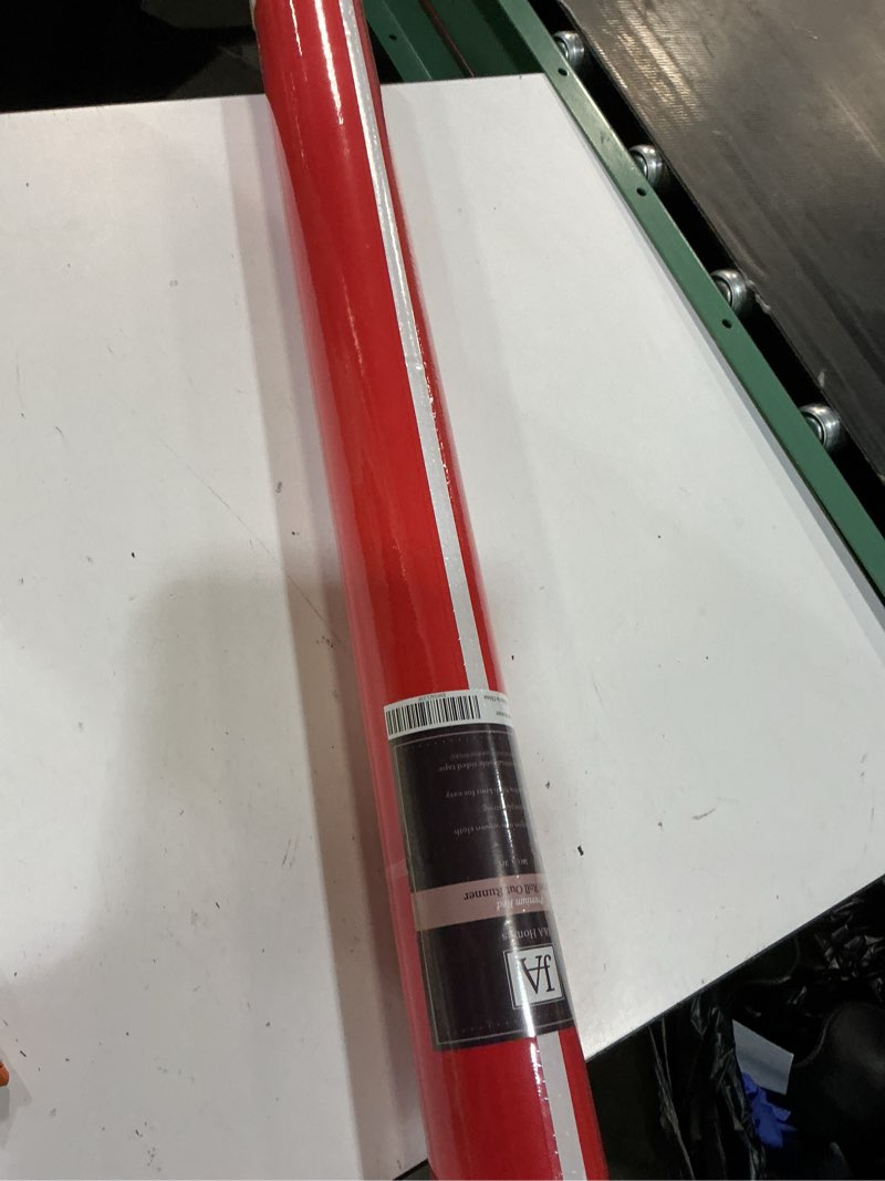 Condition photo showing New/Like New for j&a homes red aisle runner - professional-grade nylon, includes tape double-sided adhesive - disposable scroll pattern runner great for indoor events or weddings, prom, hollywood parties red (3x50 ft)