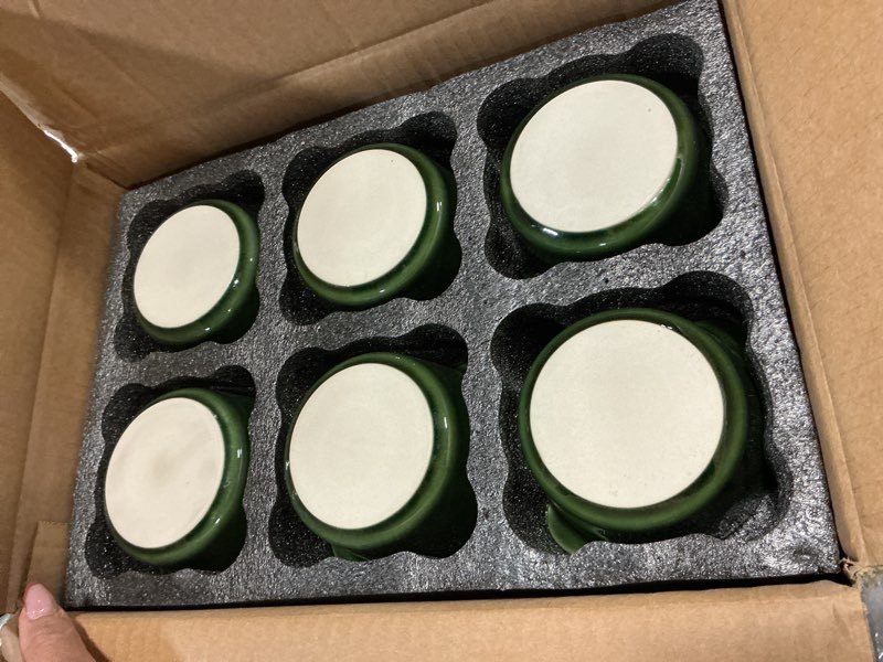 Condition photo showing Good Condition for creme brulee ramekins ceramic bowls - vicrays mini custard cups 8 oz oven safe bowls souffle dishes for baking individual casserole dipping sauce, set of 6, green 8-oz green