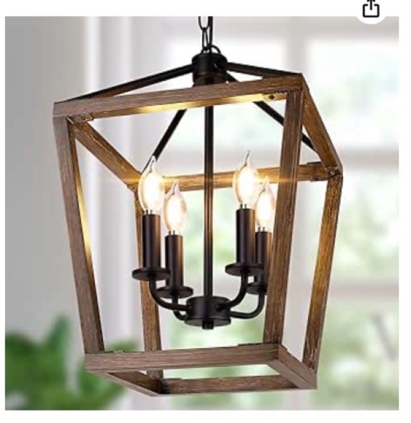Farmhouse Chandelier Light Fixture for Kitchen Dining Room, 4-Light Rustic Pendant Hanging Ceiling L