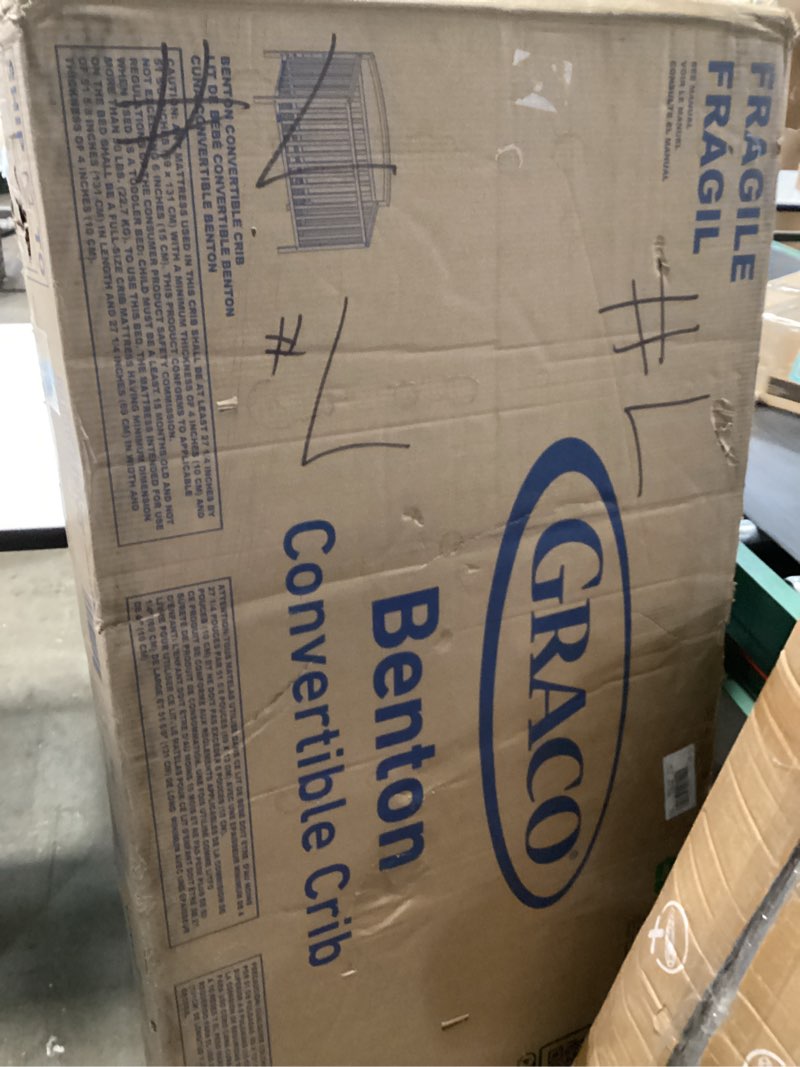Condition photo showing New/Like New for graco benton 5 in 1 convertible crib (greenguard gold certified) with premium foam crib and toddler mattress included - pebble gray, converts from baby crib to toddler bed, daybed and full-size bed
