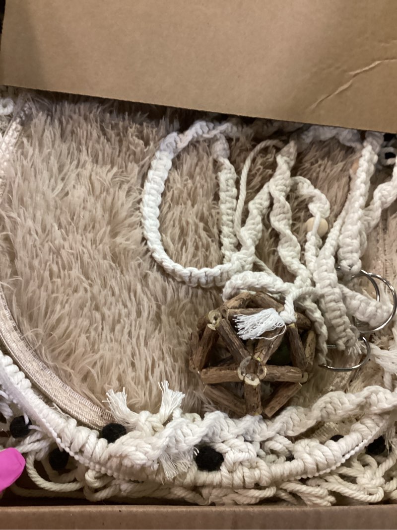 Condition photo showing Good Condition for KARCEEY Cat Macrame Hammock for Large Cats,Hanging Cat Bed with Catnip Scratching Mat for Window Perch Wall Mounted Indoor/Outdoor 20"L x 18"W x 60"H