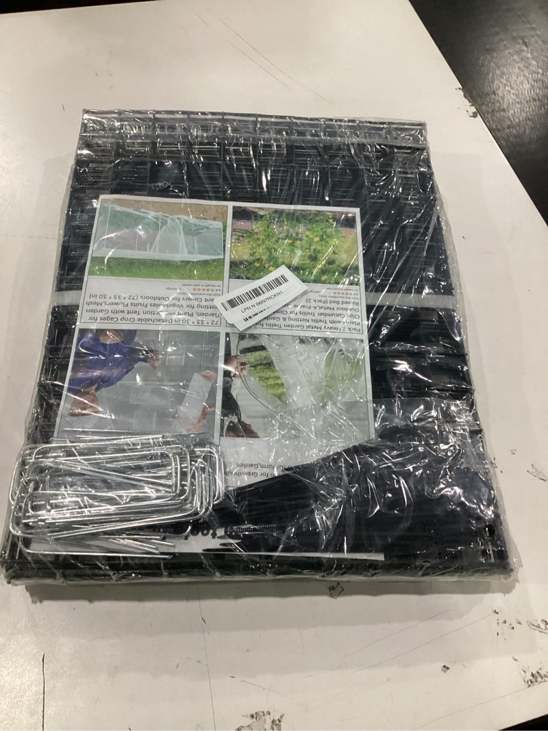 Condition photo showing New/Like New for 18 Pics DIY Metal Plant Protectors from Deer, Garden Fencing Animal Barrier Size 11.8 * 15.7 inches, Mesh Plant Cage Chicken Wire Cloche for Plants with Stakes and Nylon Cables Black 18
