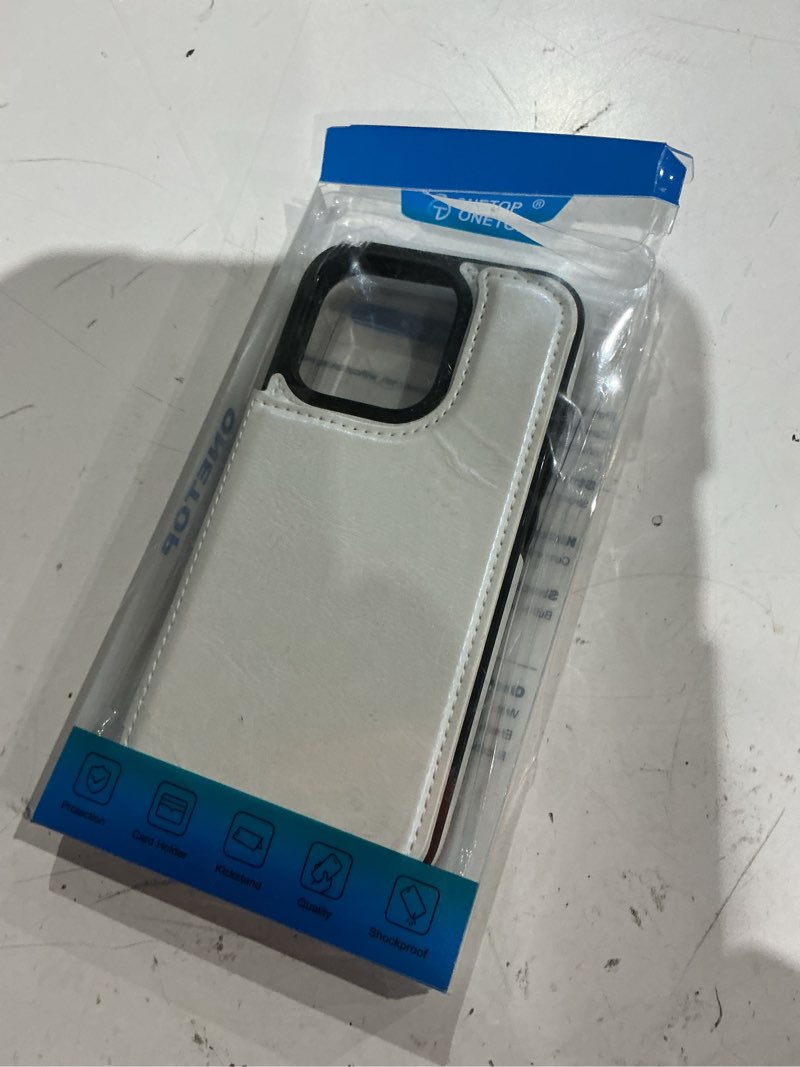 Condition photo showing Good Condition for onetop compatible with iphone 16 pro wallet case with card holder, pu leather kickstand card slots case, double magnetic clasp and durable shockproof cover 6.3 inch (white)