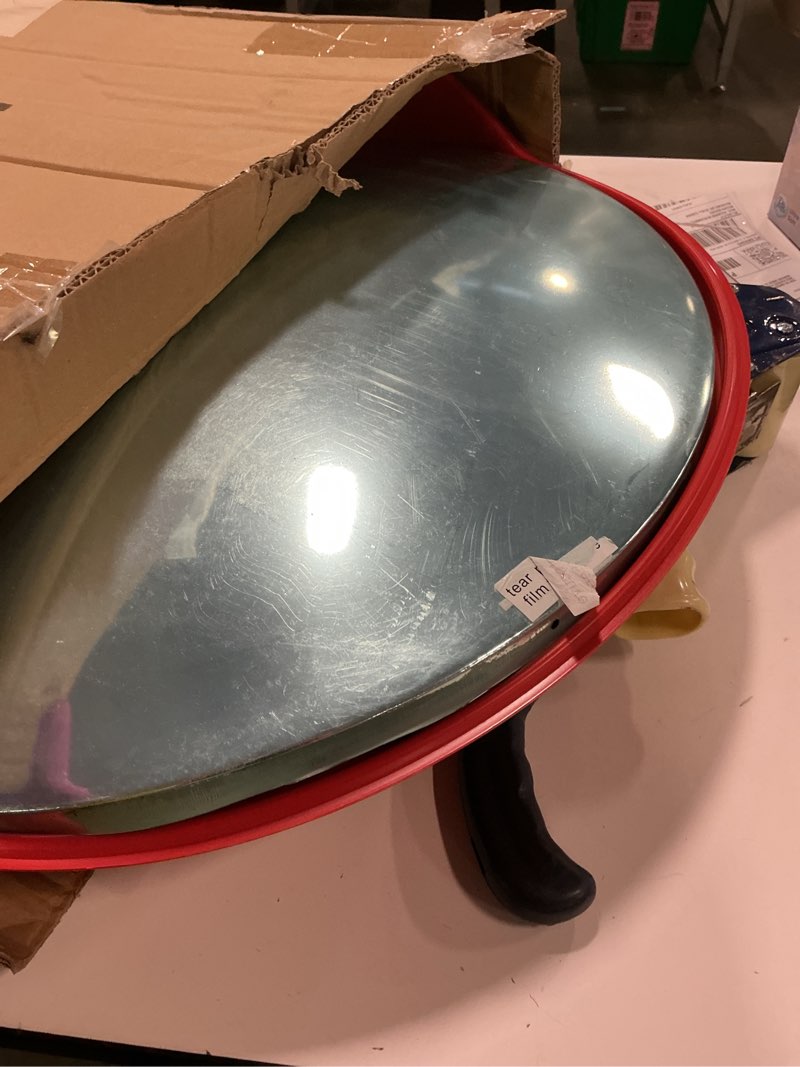 Condition photo showing As Is for Convex Traftic Mirror - 24" Outdoor Driveway & Security Parabolic Safety Mirror, Acrylic Blind Spot Miror for Garage Retail Stores