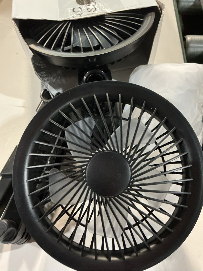 Condition photo showing Good Condition for car fans for backseat kids, 3600mah rechargeable battery operated usb car backseat fans with led display, 3 speeds 360° rotation dual head car seat fan for baby rear facing cooling fan for vehicle rv black