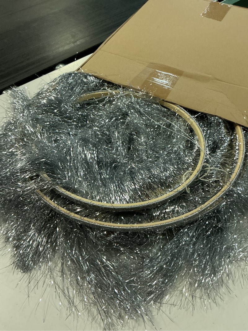 Condition photo showing Good Condition for rossesay 2 pcs 2 tier fringe tinsel chandelier iridescent foil party disco ball decor chandelier decoration metallic foil shimmering bachelorette party decor photo booth supplies(silver) silver 2