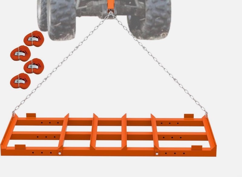 4 ft drag harrow, heavy duty driveway grader, tow behind lawn rake with 5 ft .