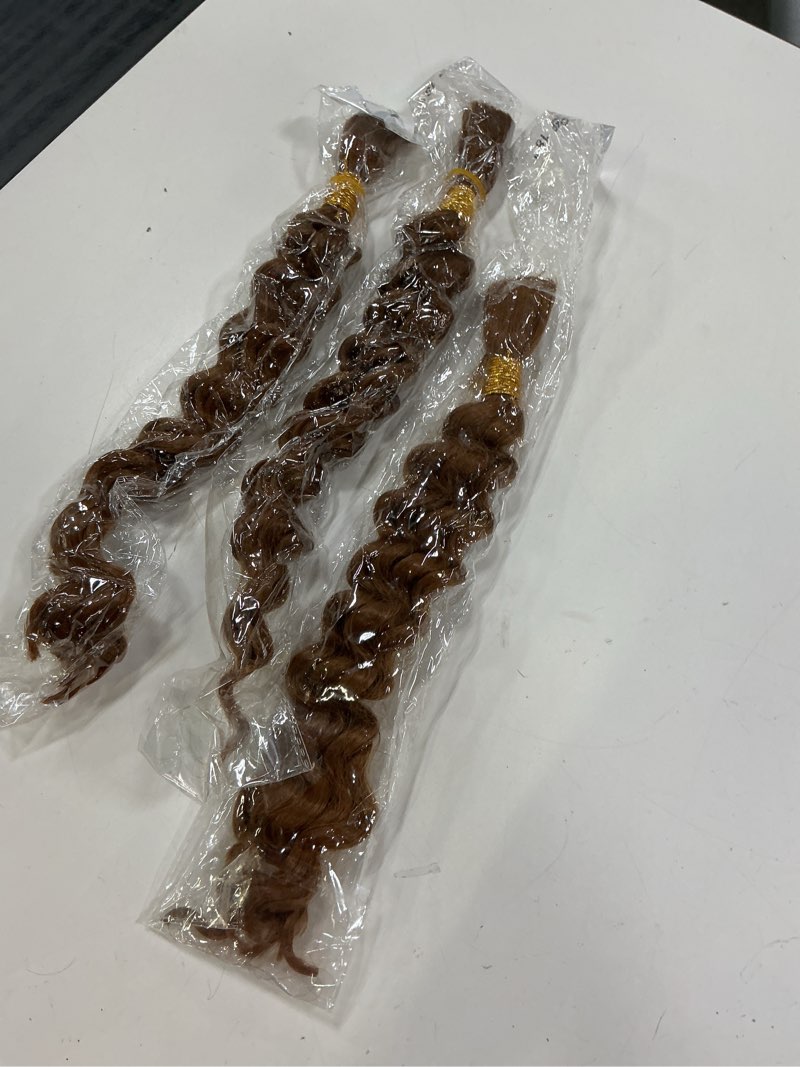 Condition photo showing New/Like New for braiding hair for boho braids  18 inch curly boho hair for braiding knotless 12a deep wave bohemian 3 bundles/pack auburn ginger 30#-auburn ginger-deep 18 inch