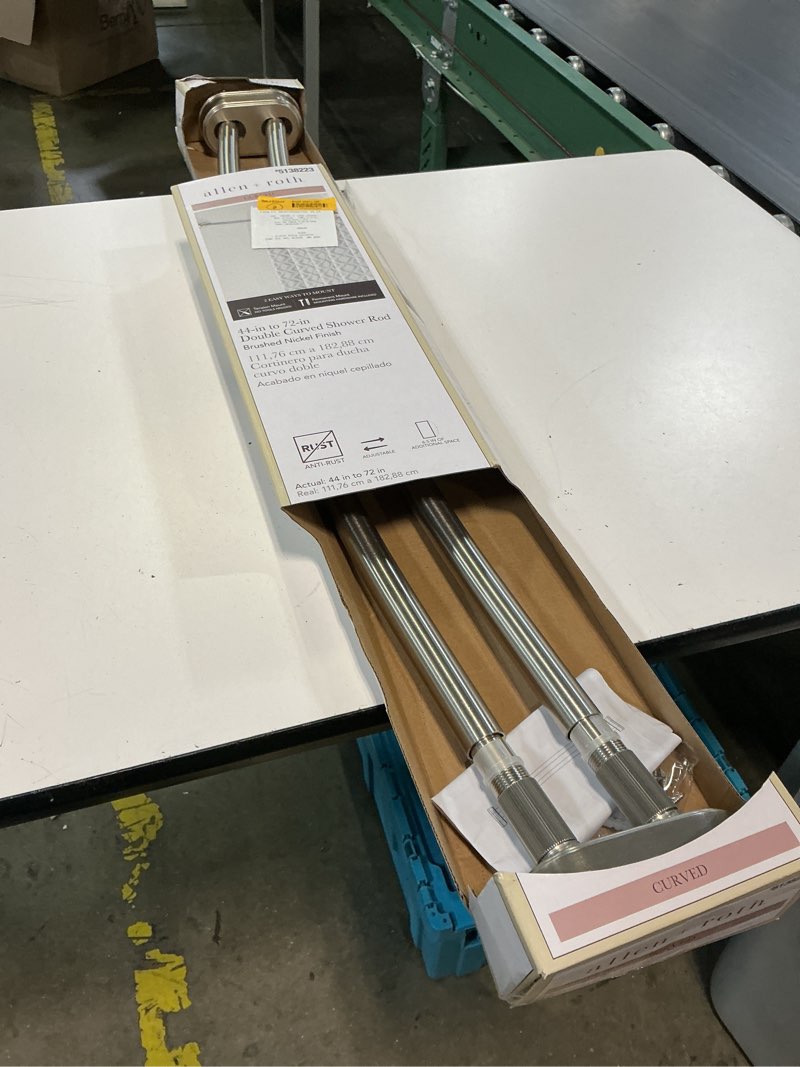 Condition photo showing Good Condition for allen + roth 44-in to 72-in brushed nickel fixed or tension double curve adjustable shower curtain rod