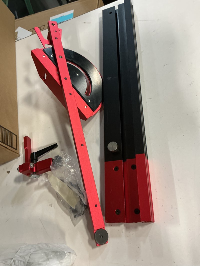 Condition photo showing As Is for Precision Miter Gauge for Maximum Stock Support and a Repetitive Cut Flip Stop Miter Gauge-br