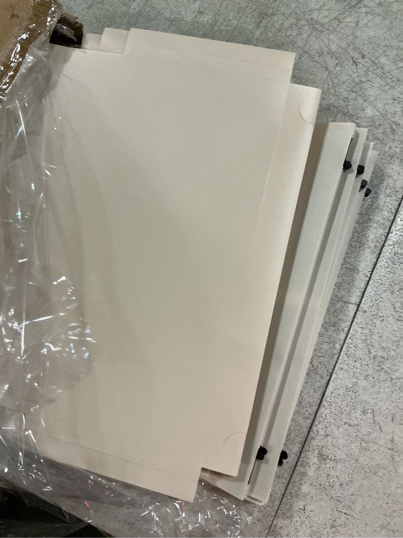 Condition photo showing New/Like New for 12 pack letter hanging file folders, pink hanging file folders, plastic filing folders hang, extra capacity 2 in expansion, file folder hanging file cabinet organizer school office accessories pink sides sealed