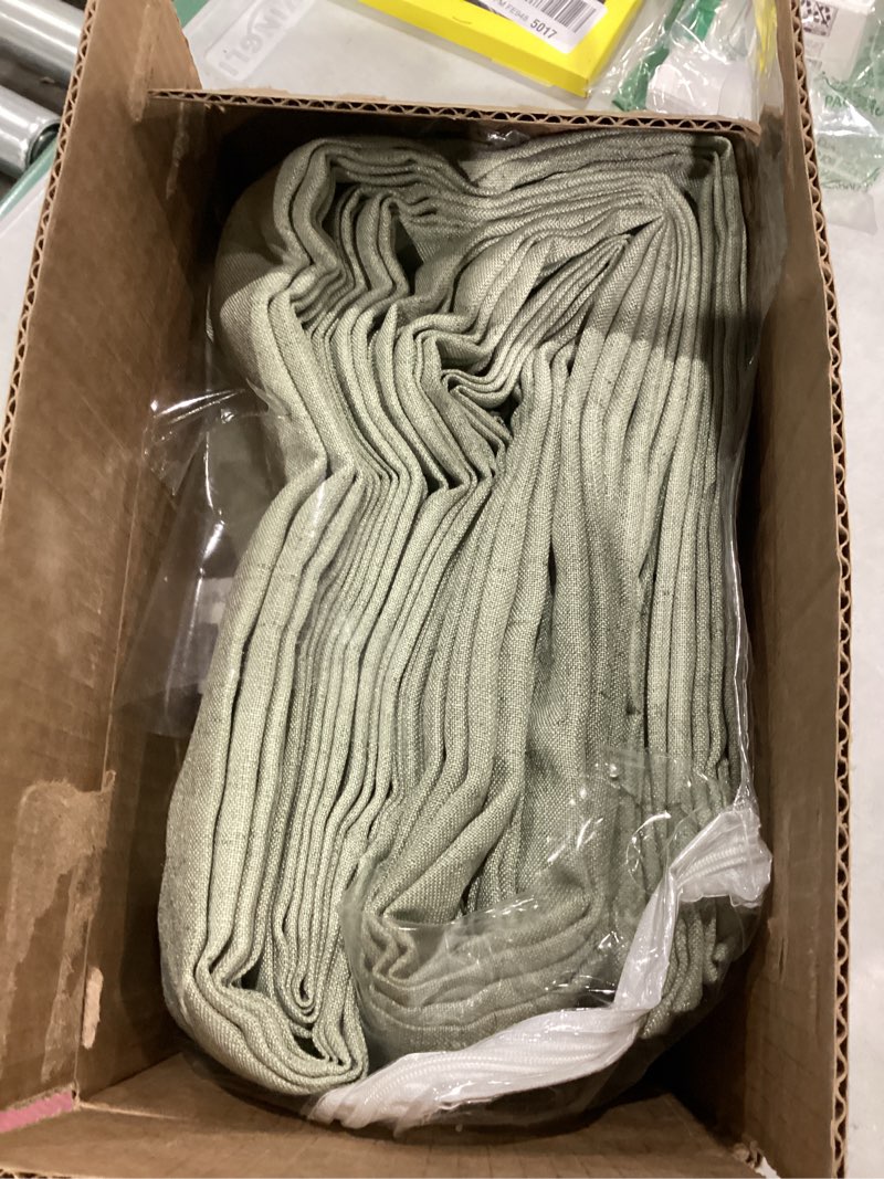 Condition photo showing Good Condition for Pinch Pleated 100% Blackout Linen Curtains 96 Inches Long 2 Panels for Bedroom Living Room Two Layer Black out Drapes with Pinch Pleat Hooks Soundproof Room Darkening Window Treatments Sage Green Sage Green 40"W x 96"L (Pack of 2)
