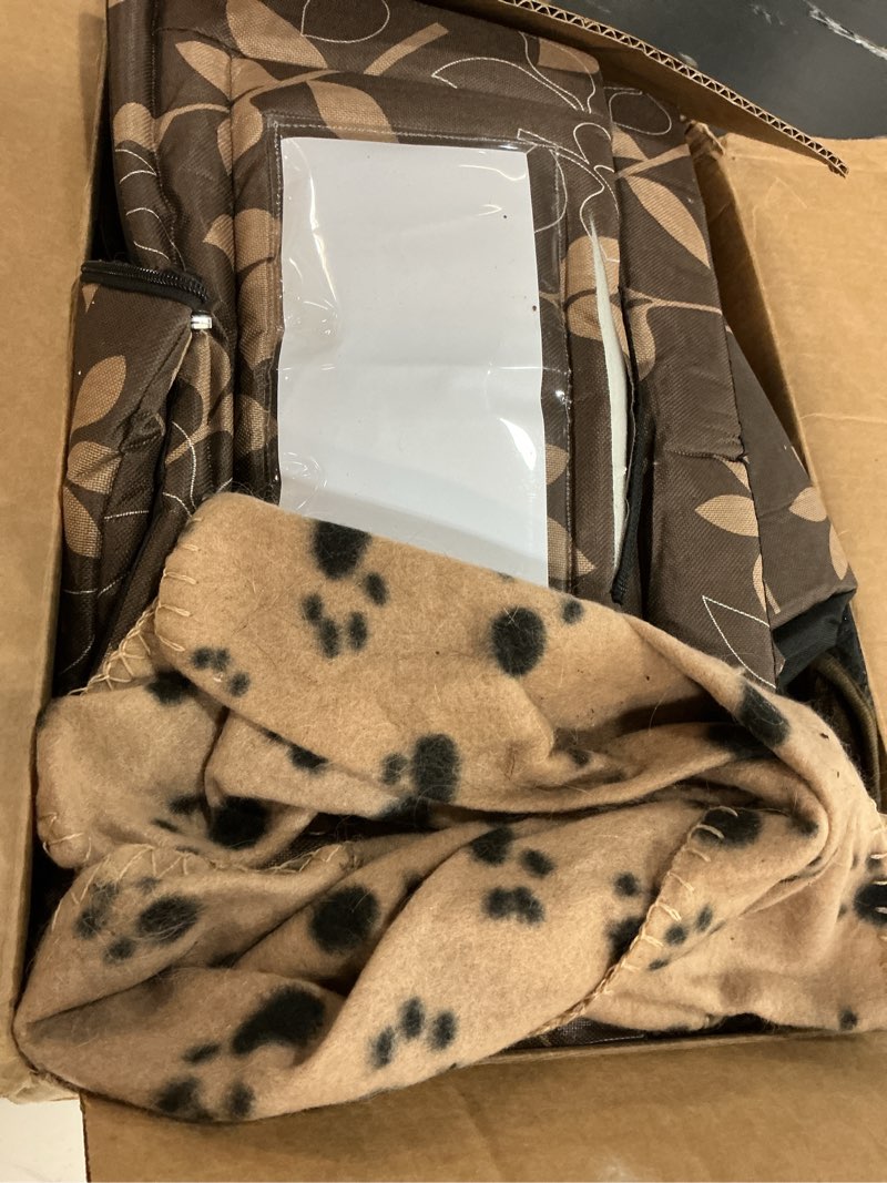 Condition photo showing As Is for 3 Pcs Outdoor Cat House Waterproof Feral Cat Shelter for Winter 21 x 18 Inch Large Insulated Collapsible Dog Bed Outside with Curtained Door Self Warming Pad Blanket, 3 Tent Stake Leaf