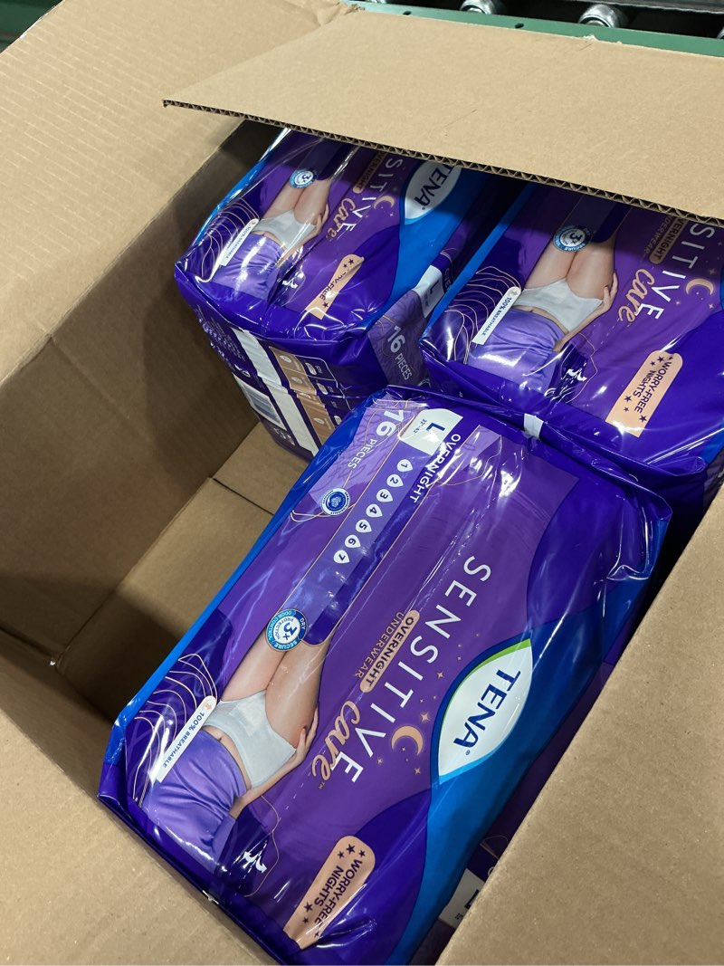 Condition photo showing As Is for (Incomplete) TENA Sensitive Care Overnight Incontinence Underwear for Women, Large, 64 Count (New Sizing) Large 64