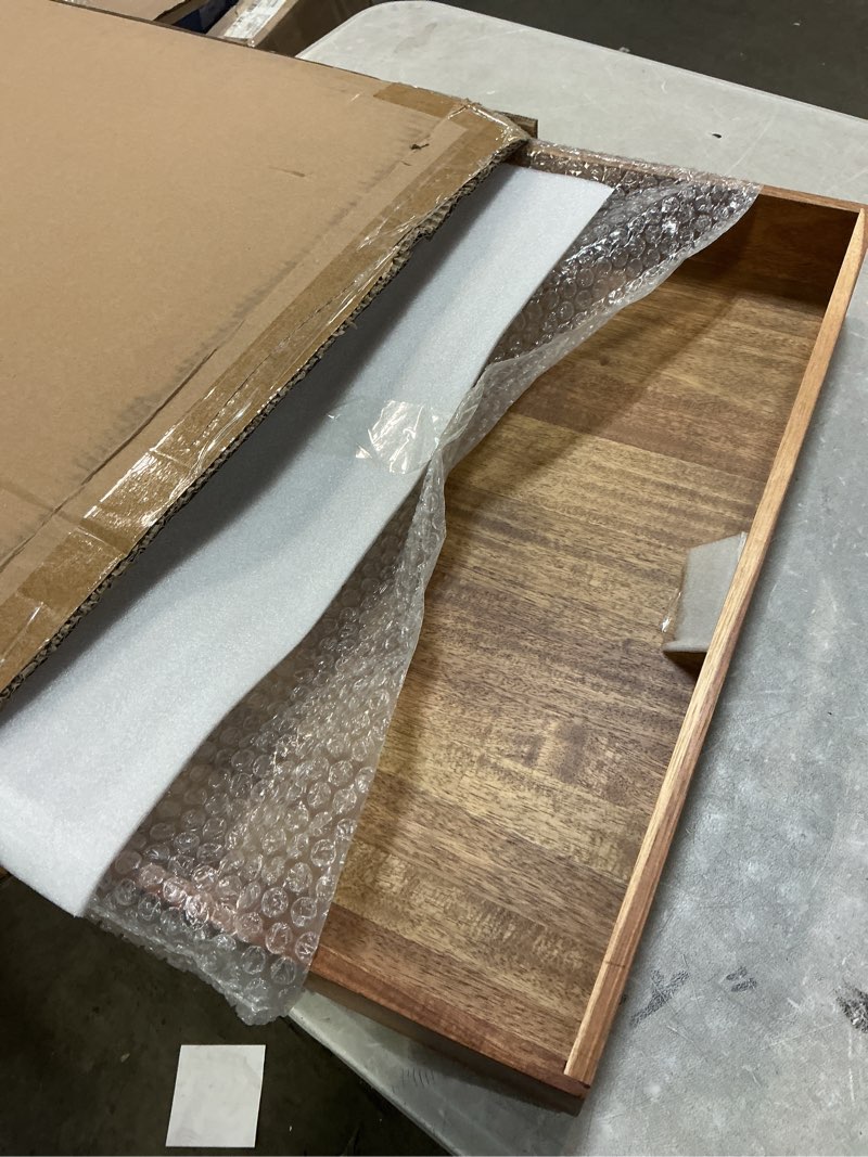 Condition photo showing Good Condition for Large Ottoman Tray for Living Room, 20" Extra Large Tray for Ottoman Square Acacia Serving Trays with Handles for Coffee Table, Breakfast, Appetizers, Dinner 20" Square Tray - Acacia