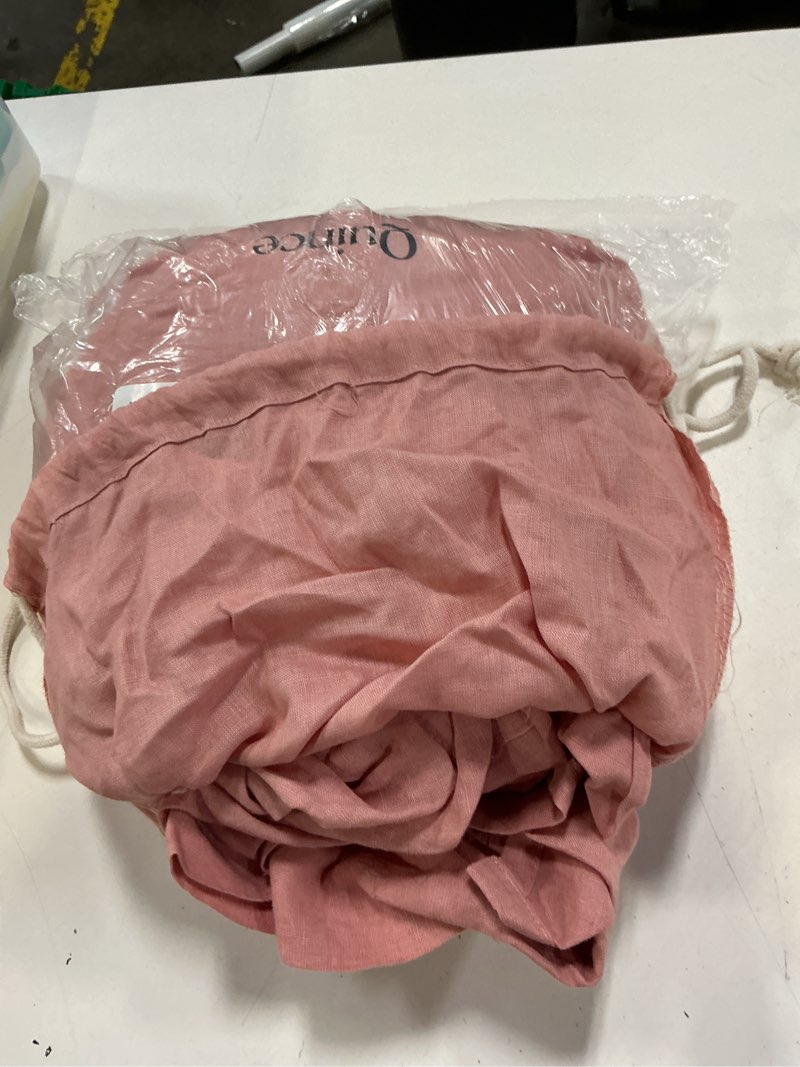 Condition photo showing As Is for quince european linen fitted sheet set, twin, desert sunset