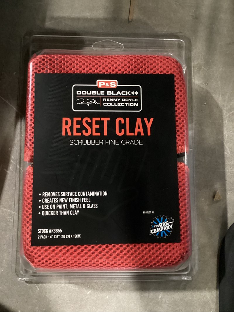 Condition photo showing New/Like New for P & S PROFESSIONAL DETAIL PRODUCTS - Reset Clay Scrubber - Easily Cleans Painted Surfaces, Debris, and Road Grime Quickly and Efficiently Red/Black - 2-Pack