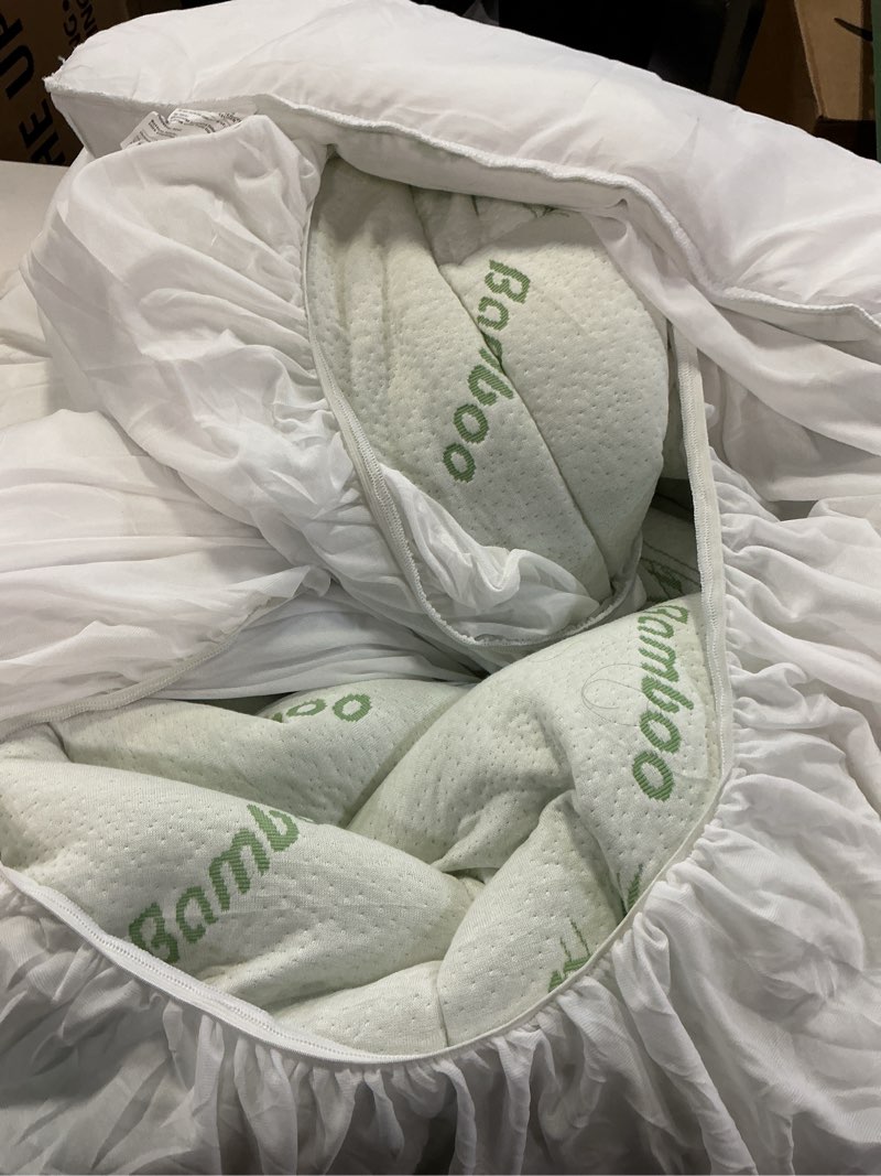 Condition photo showing As Is for Ultra Soft Queen Size Mattress Topper - Viscose Made from Bamboo Pillow Top Mattress Pad for Back Pain Relief - Naturally Cooling for Hot Sleepers, Green Green Queen