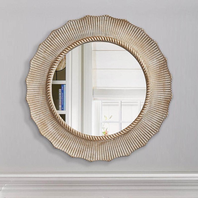 30 in. H Round Farmhouse Framed Wall Bathroom Vanity Mirror Visit 