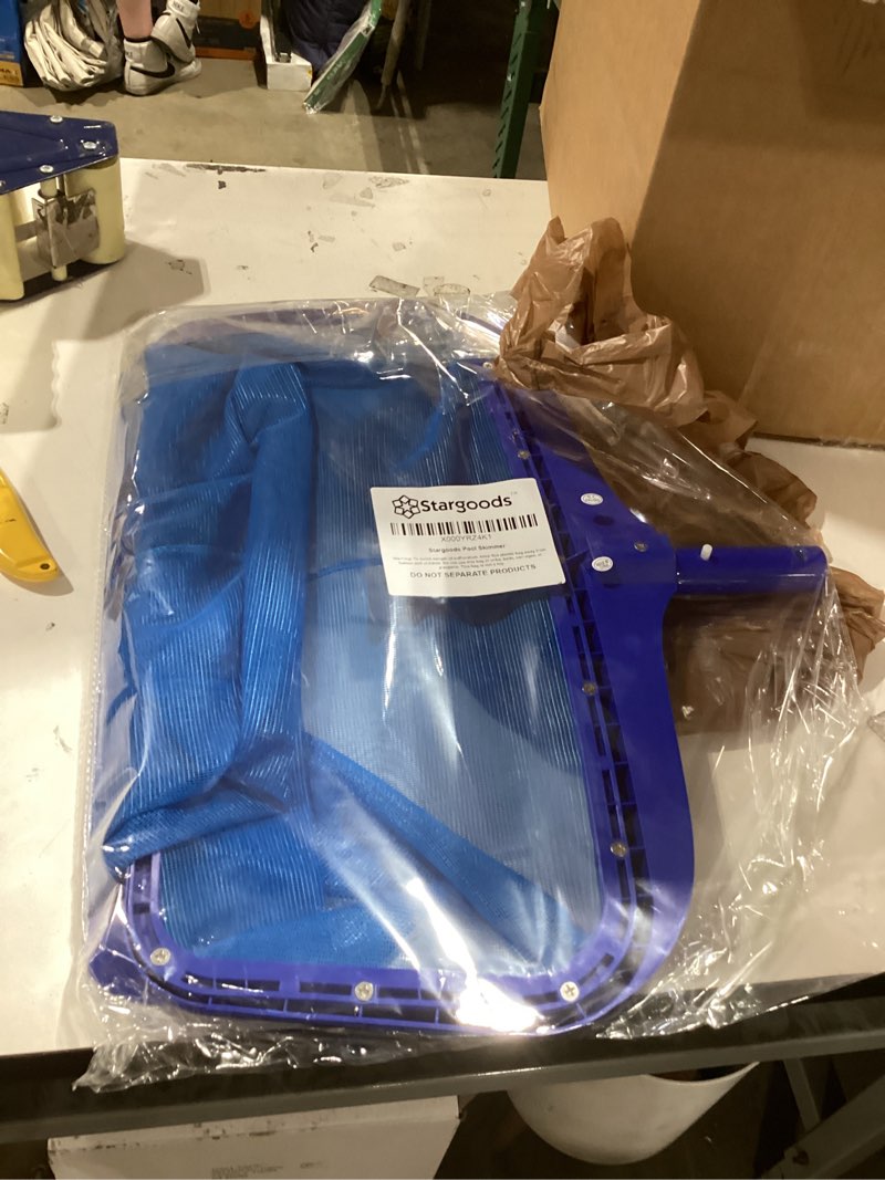 Condition photo showing New/Like New for pool skimmer net, heavy duty leaf rake cleaning tool, fine mesh net bag catcher blue