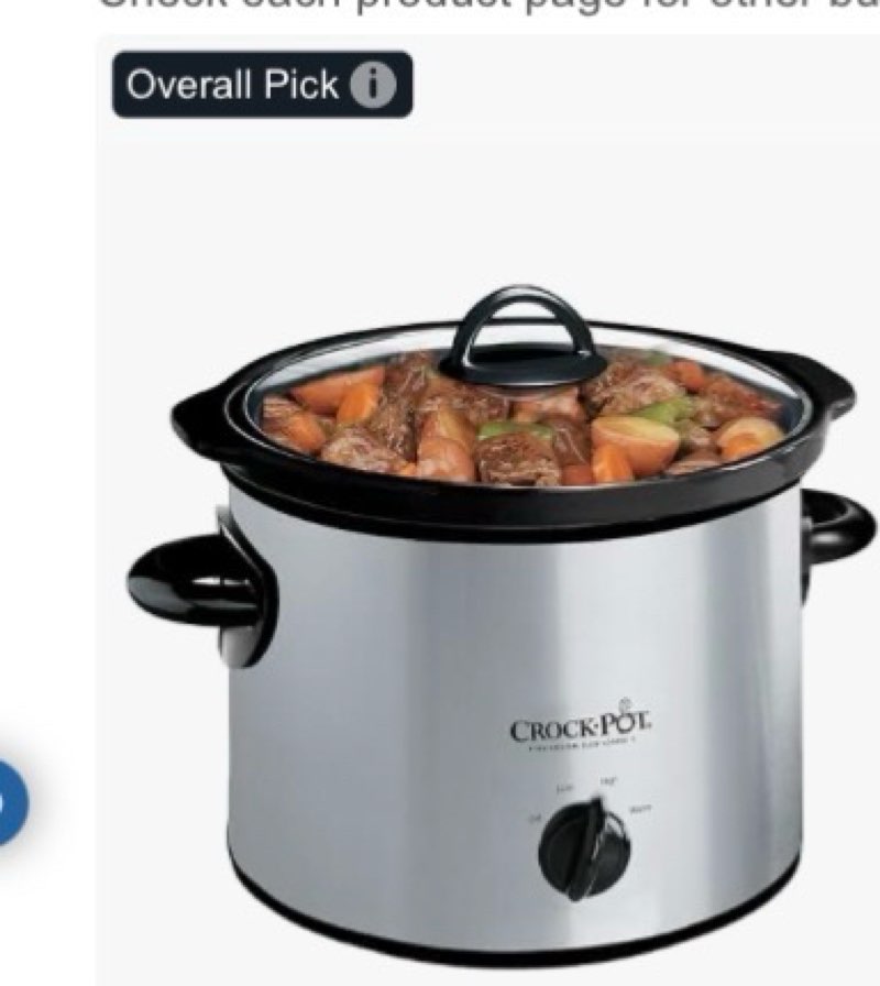 crock-pot 3-quart manual slow cooker, serves 3+ people, great for small meals, dips, & sides; removable stoneware is oven & dishwasher safe, stainless steel 3qt stainless steel