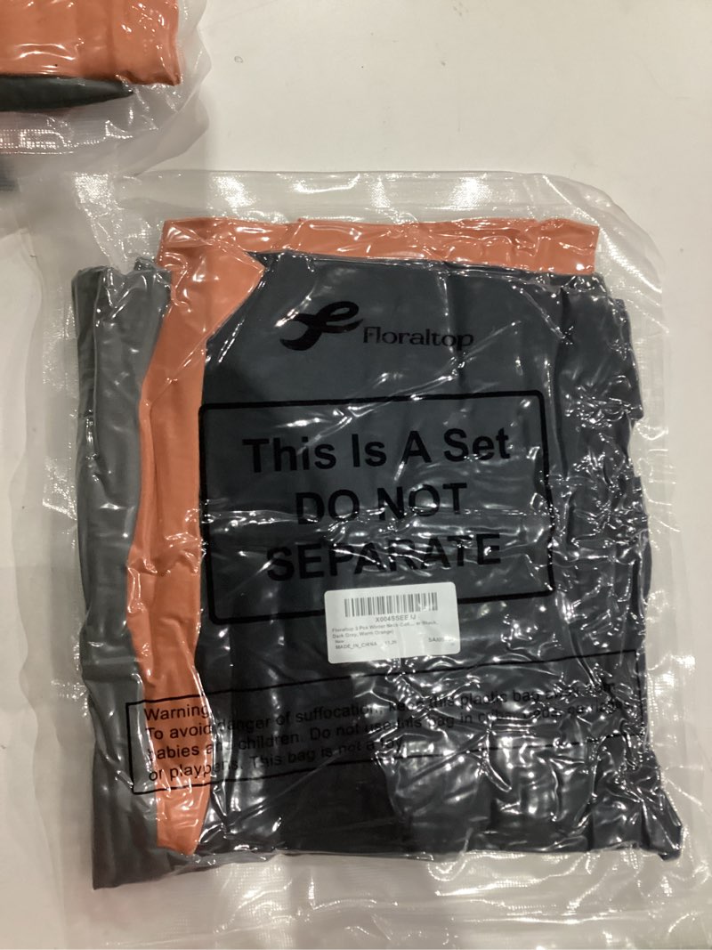 Condition photo showing New/Like New for 3 Pcs Winter Neck Gaiter Warmer Men Women Fleece Adjustable Breathable Ski Face Mask Half Neck Scarf Cover Black, Dark Gray, Warm Orange