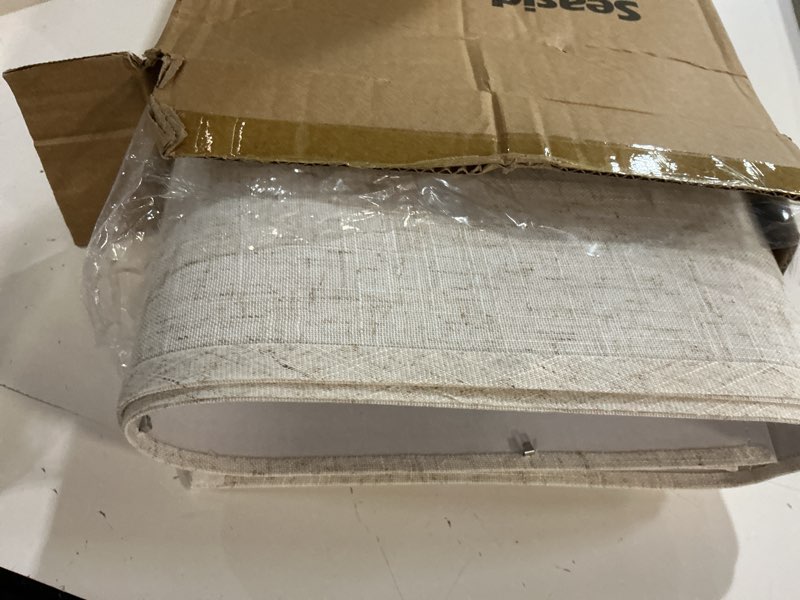 Condition photo showing New/Like New for tall drum lamp shades set of 2, 10"top x10" bottom x 13"high, beige lampshade for table lamp floor lamp, replacement lampshades natural linen handcrafted, spider, harp holders included, easy assembly