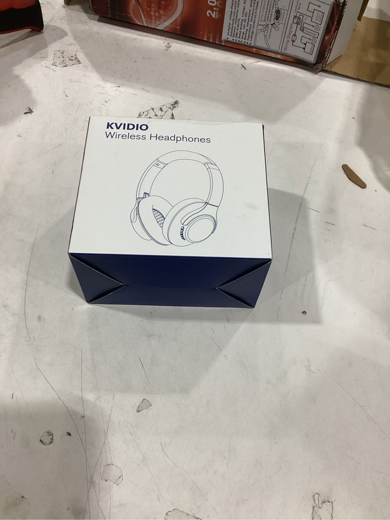Condition photo showing New/Like New for kvidio bluetooth headphones over ear, 65 hours playtime wireless headphones with microphone, foldable lightweight headset with deep bass, hifi stereo sound low latency for travel work cellphone