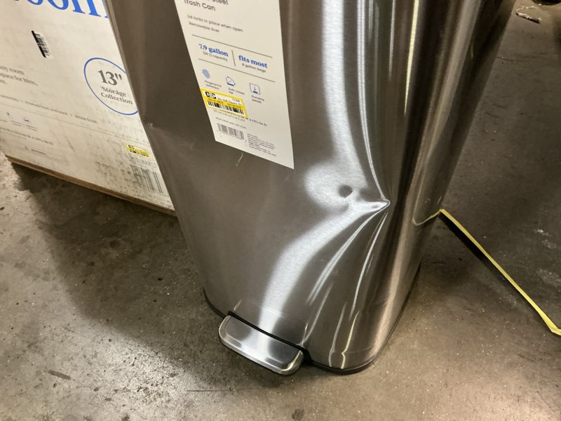 Condition photo showing As Is for 30l soft square step trash can silver - brightroom™
