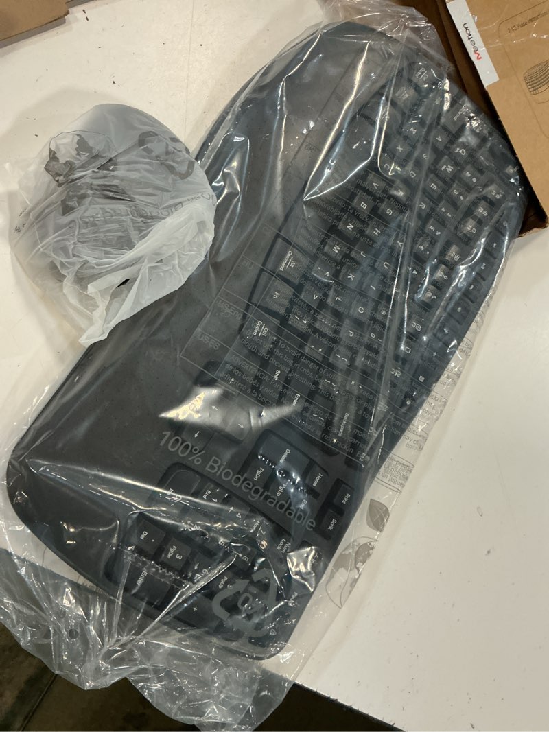 Condition photo showing New/Like New for meetion ergonomic keyboard and mouse wireless combo, wave keys natural typing, 2.4g usb receiver wireless keyboard with wrist rest, 4 adjustable dpi optical mouse, computer/laptop/windows/mac, black
