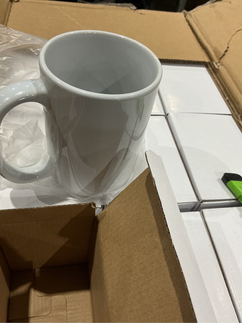 Condition photo showing Good Condition for homevss ceramic 15oz white sublimation coffee mug in white box, case of 12 white 12