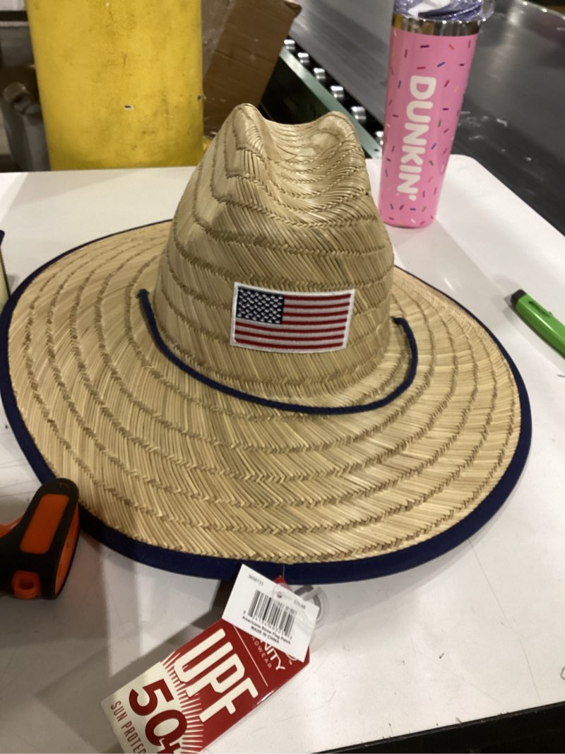 Condition photo showing Good Condition for week Infinity Brands Adult unisex Tan/Americana Straw Wide-brim hat