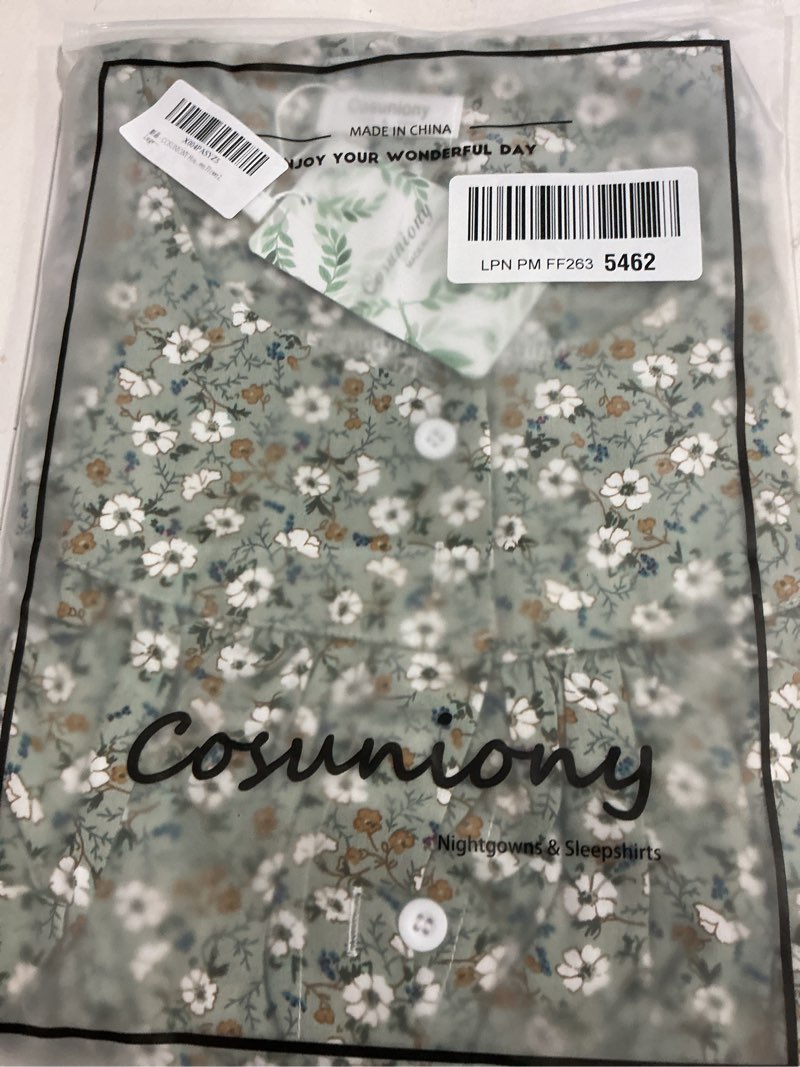 Condition photo showing New/Like New for cosuniony house dresses for women cotton short sleeve house coat buttons down dusters robe with pockets l green flower2