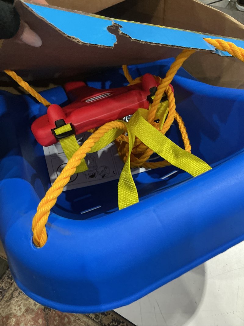 Condition photo showing Good Condition for little tikes 2-in-1 snug 'n secure blue swing for baby and toddlers, ages 9 months - 4 years