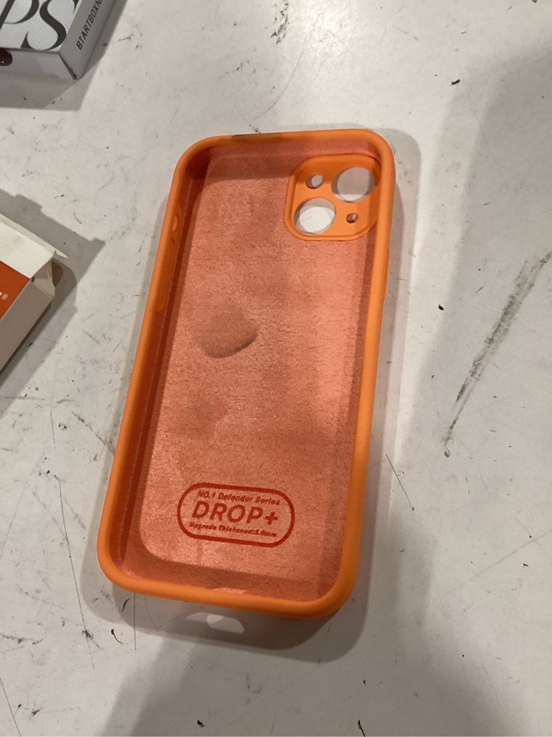 Condition photo showing As Is for vooii compatible with iphone 15 plus case, upgrade liquid silicone [enhanced camera protection] [soft anti-scratch microfiber lining] shockproof phone case for iphone 15 plus 6.7 inch - bright orange bright orange iphone 15 plus