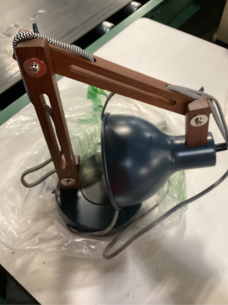 Condition photo showing Good Condition for elyona sapele wood desk lamp with upgraded wireless charger, swing arm table lamp with usb c charging port, reading task light for bedroom, dorm, office, living room, led bulb include, modern blue upgrate blue