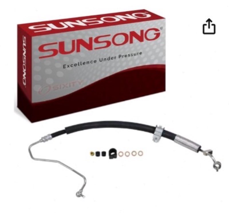 sunsong 3403716 power steering pressure line hose assembly, black