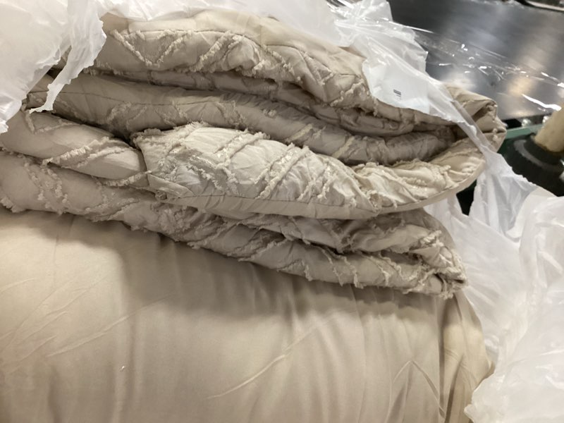 litanika california king comforter set khaki, 3 pieces tufted boho farmhouse bedding comforter sets,