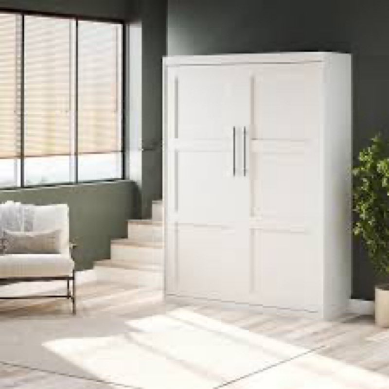 ((Incomplete))Signature Sleep Impressions Full Wall Bed With Gallery Shelf & Touch Sensor LED Lighting, Box 1 Of 2, White