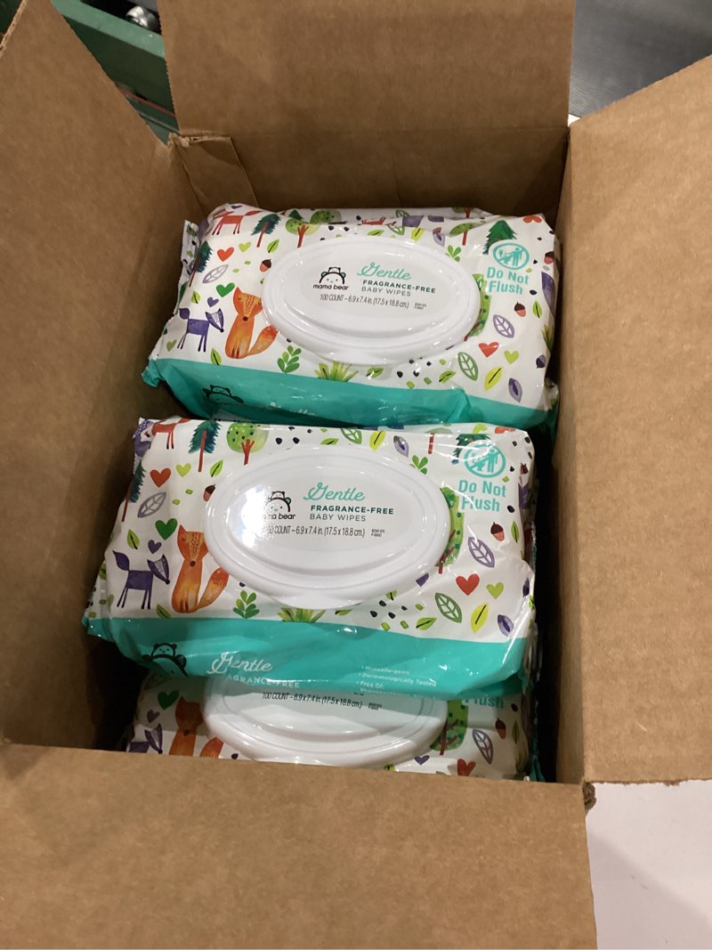 Condition photo showing New/Like New for Amazon Brand - Mama Bear Gentle Fragrance Free Baby Wipes, Hypoallergenic, Sensitive Skin, Unscented, 800 Count (8 Packs of 100) 100 Count (Pack of 8)