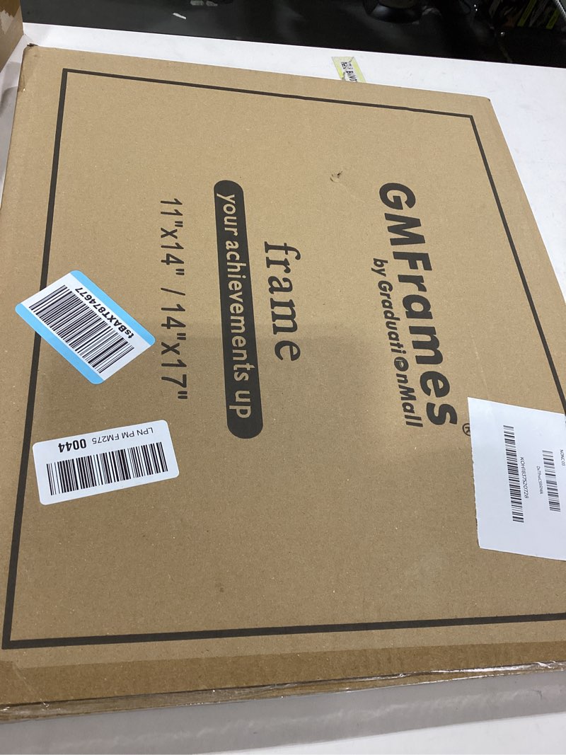 Condition photo showing Good Condition for GMFrames 11x14 Wood Diploma Frame with Purple Mat or Display 14x17 Certificates without Mat,UV Protection Acrylic,Cherry Finish with Gold Trim Cherry 14x17 for 11x14 with Purple Mat