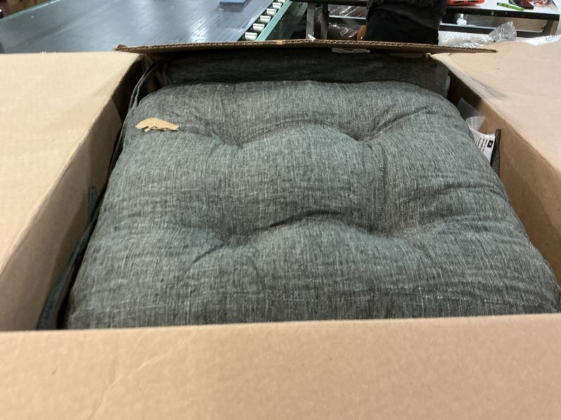 Condition photo showing Good Condition for iaseahk chair cushions for dining chairs, dining chair cushions, tufted indoor chair pads with ties & non slip backing, seat cushions for kitchen chairs 16.5” x 16.5” x 3.5”, set of 4, grey grey pack of 4