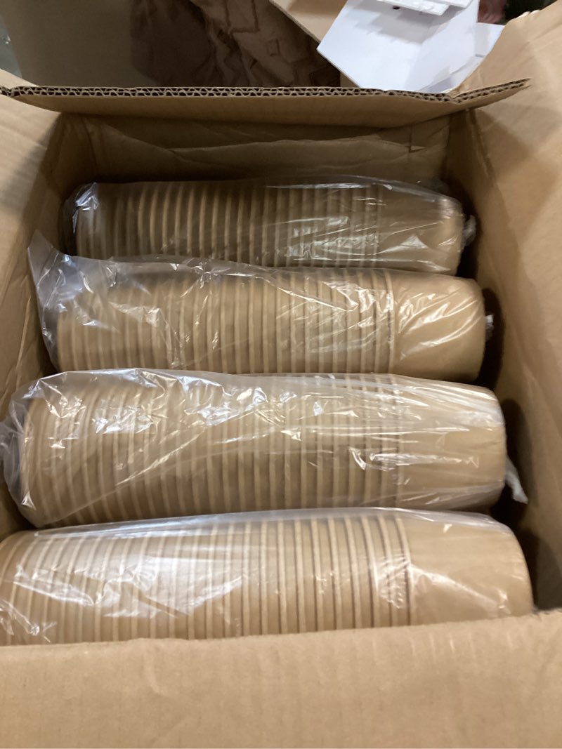 Condition photo showing Good Condition for Fulmoon 200 Pack Paper Soup Containers with Lids Disposable Kraft Paper Food Storage Containers with Vented Lids Dessert Ice Cream Bowls Soup Cups for Microwavable Freezer Restaurants, 8oz